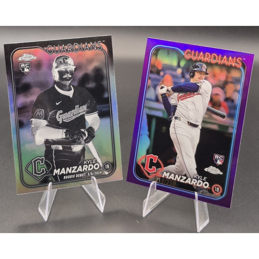 2024 Topps Chrome Kyle Manzardo #USC196 Purple Refractor /250 & #USC26 Negative